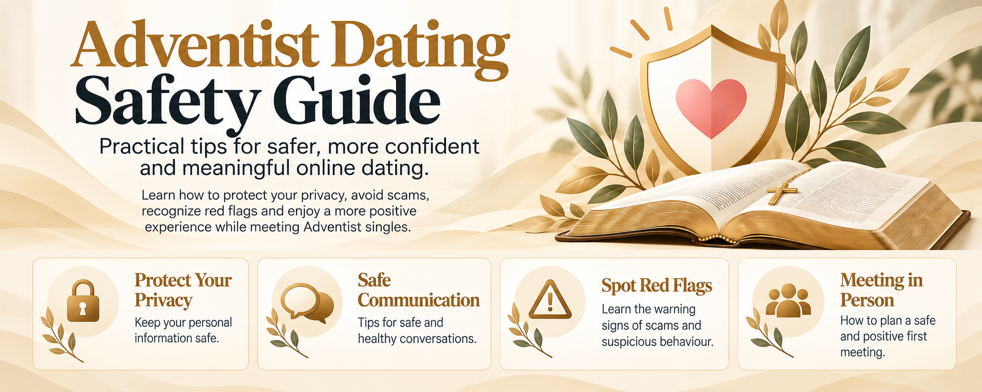 Adventist Dating Safety Guide with tips for protecting your privacy, communicating safely, recognizing red flags and meeting in person